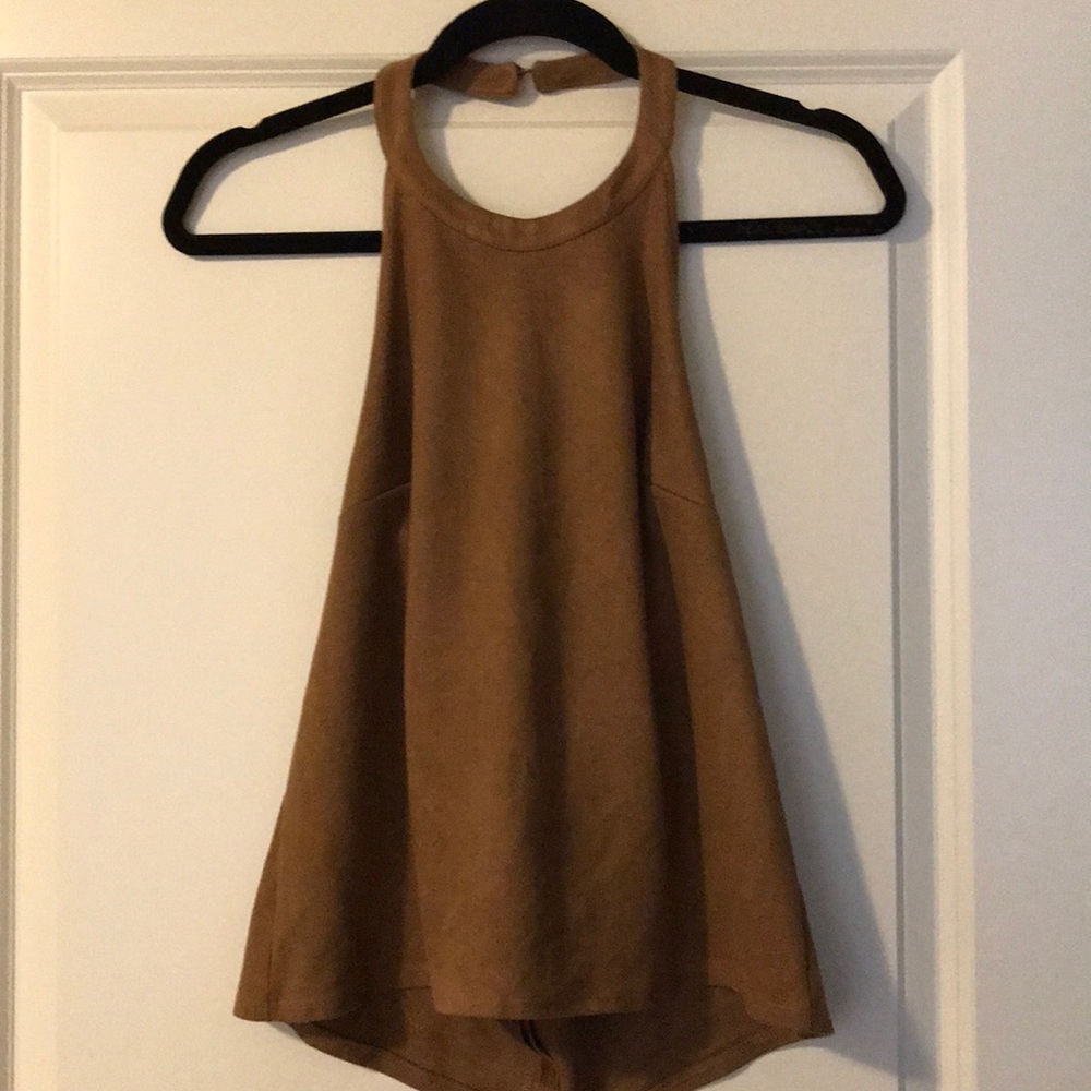 Halter, open back tank top.